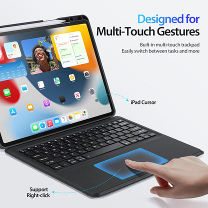 Wireless Bluetooth Keyboard Tablet Case For Ipad Pro 12.9 - Magnetic - Black-1922443430873665543