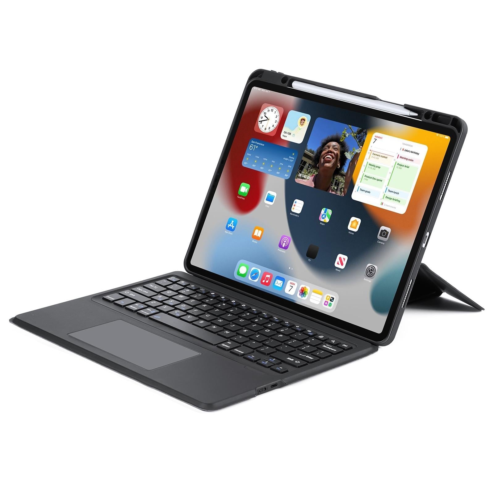 Wireless Bluetooth Keyboard Tablet Case For Ipad Pro 12.9 - Magnetic - Black-1922443430873665545