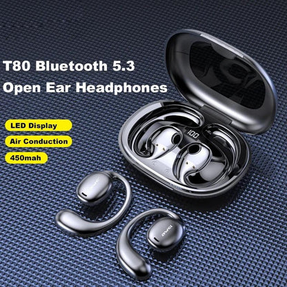 Black T80 Sport Tws Bluetooth Earbuds With Air Conduction-1915196902291410945