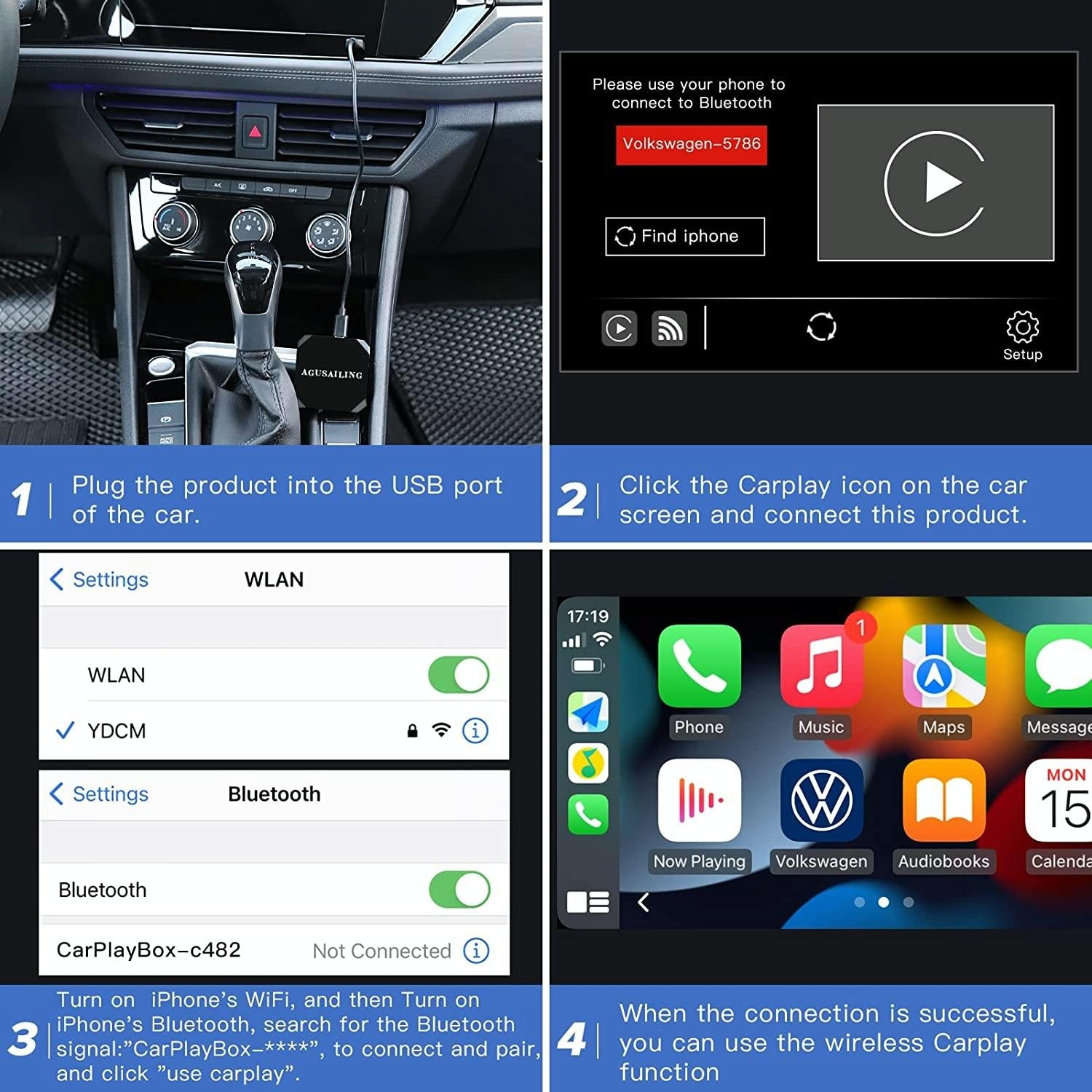 Wireless Carplay Adapter For Usb & Usb-C / Type-C - Black-1915196879419871236