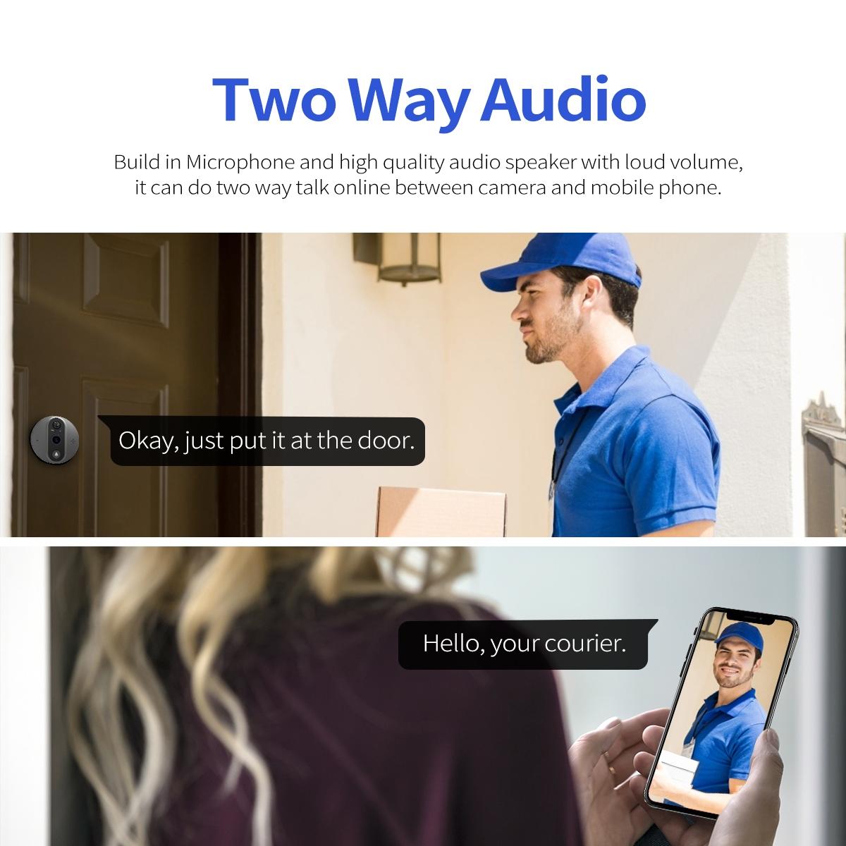 Smart Wifi Door Viewer With Wide-Angle Pir & Night Vision - 1080P 4.3 Inch Dingdong Photo White-1915196882695622659