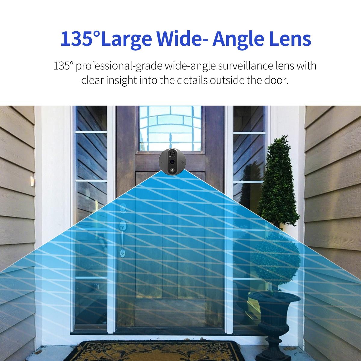 Smart Wifi Door Viewer With Wide-Angle Pir & Night Vision - 1080P 4.3 Inch Dingdong Photo White-1915196882695622660