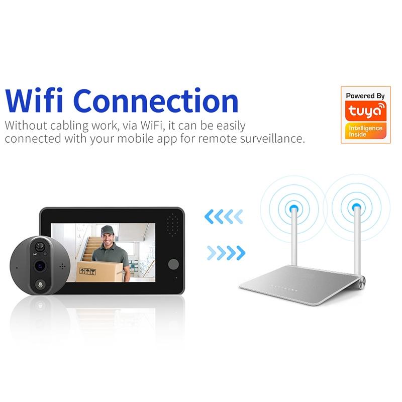 Smart Wifi Door Viewer With Wide-Angle Pir & Night Vision - 1080P 4.3 Inch Dingdong Photo White-1915196882695622662