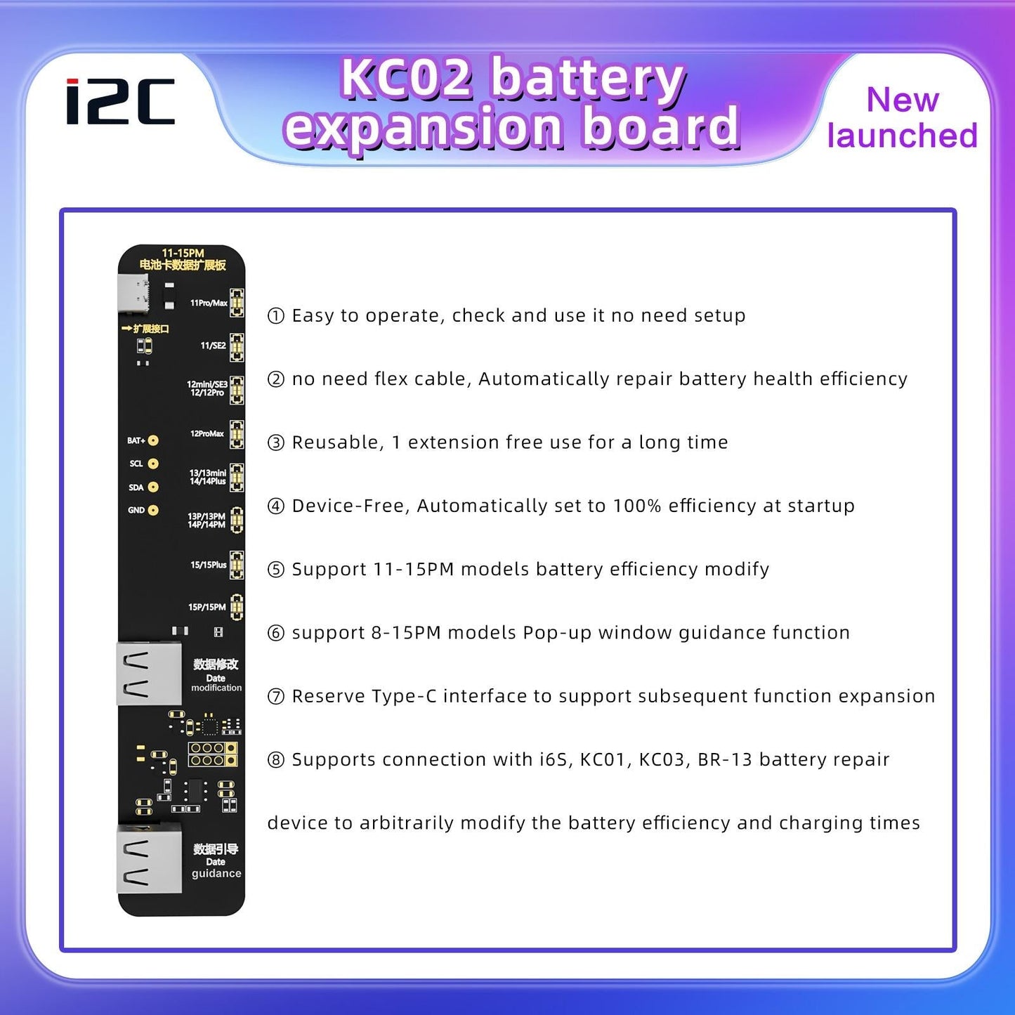 Efficient Battery Repair Board For Iphone 11 / 15 Pro Max - I2C Kc02 Expansion-1915196981836386310