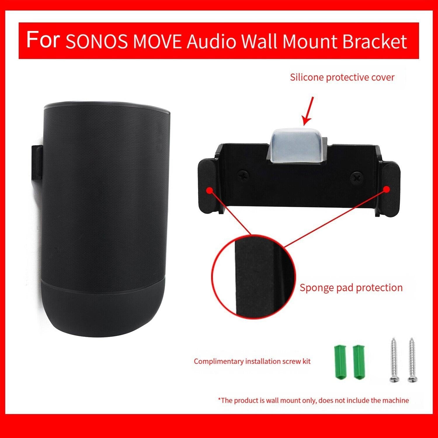 Wall Mount Bracket For Sonos Move Speaker - Black-1915197147565920258