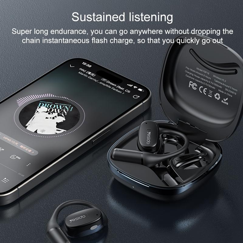 Black Open Wireless Bluetooth Earphones - Ysp18 Ows-1915197137197600773