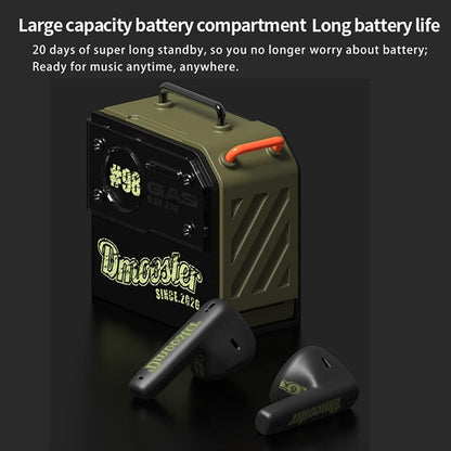 Oil Barrel Bluetooth Earphones - Black / Green Tws-1915197122844692486