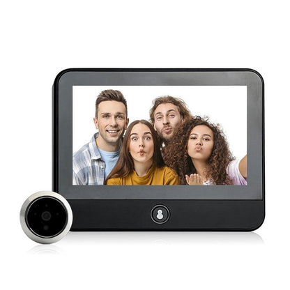 1080P Wifi Smart Cat Eye Video Doorbell With 4.3 Ips Lcd Screen And Infrared Night Vision Black-1915196962353844224