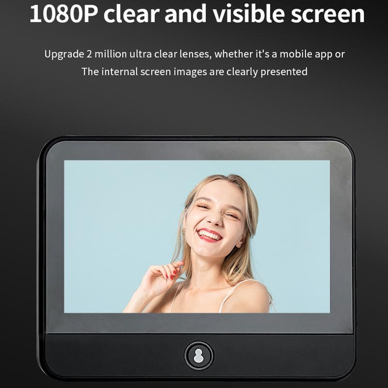 1080P Wifi Smart Cat Eye Video Doorbell With 4.3 Ips Lcd Screen And Infrared Night Vision Black-1915196962353844229