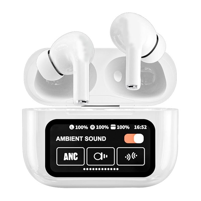 Wireless Bluetooth Earphone With Touch Screen & Noise Reduction - White-1915196825372069888