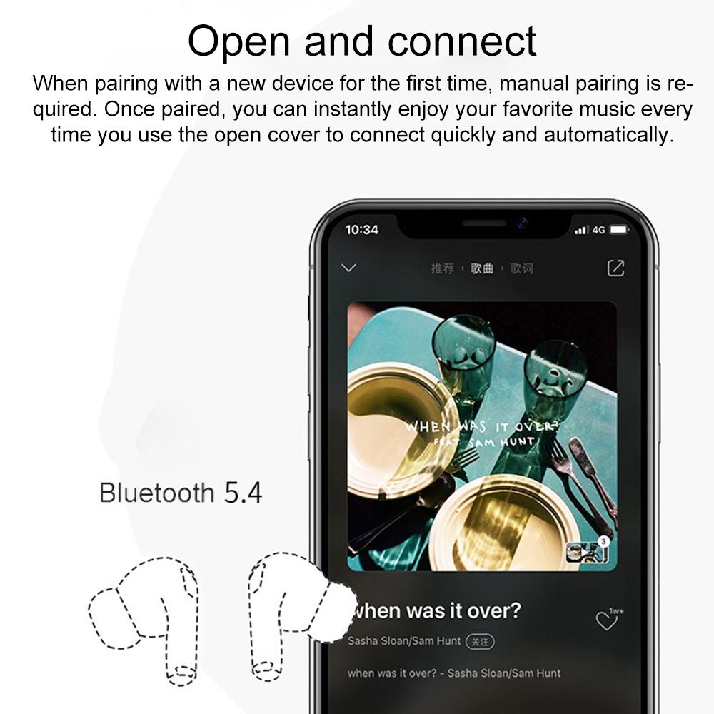 Wireless Bluetooth Earphone With Touch Screen & Noise Reduction - White-1915196825372069894