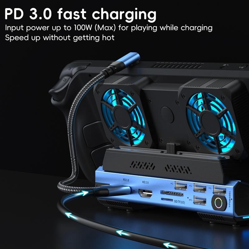 10-In-1 Usb-C Gaming Dock With Detachable Fan - Blue / Black-1915196925045510149