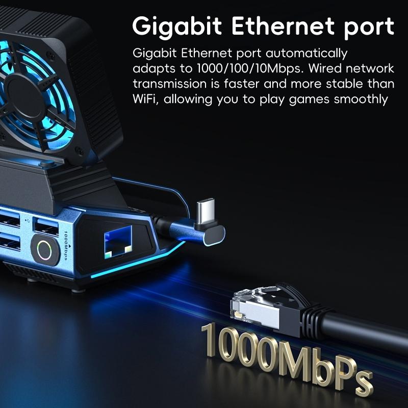 9-In-1 Usb-C Gaming Dock With Detachable Fan - Blue / Black-1922443402268512259