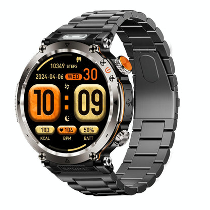 Waterproof Smart Watch With Flashlight Banknote Detector And Compass - Steel Band-1915196951805169664