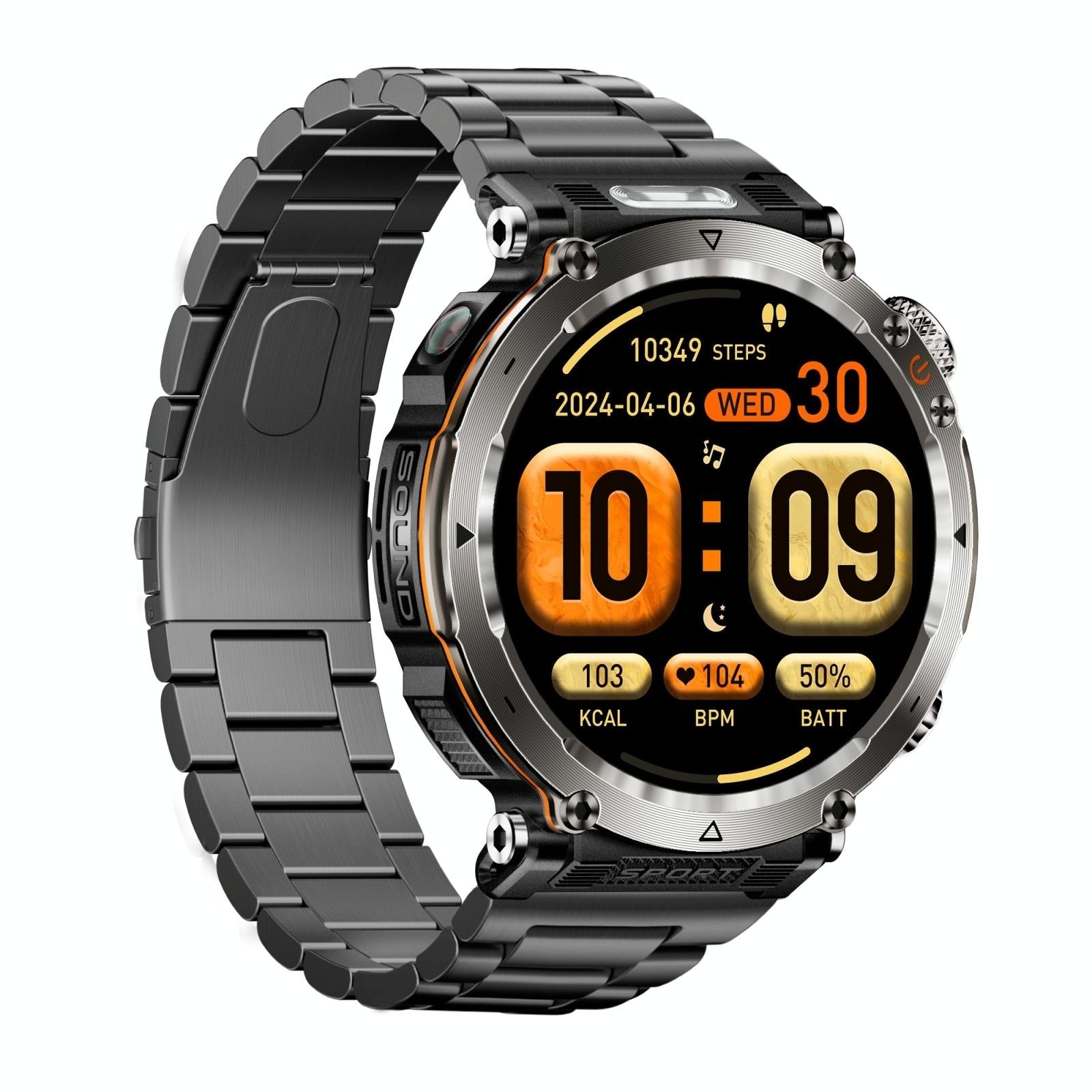 Waterproof Smart Watch With Flashlight Banknote Detector And Compass - Steel Band-1915196951805169666