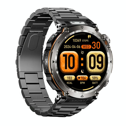 Waterproof Smart Watch With Flashlight Banknote Detector And Compass - Steel Band-1915196951805169666