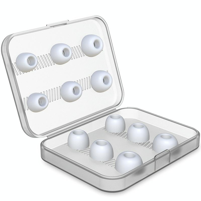 6 Pairs Wireless Earphone Earplugs For Airpods Pro With Storage Box - White-1915196916484935688