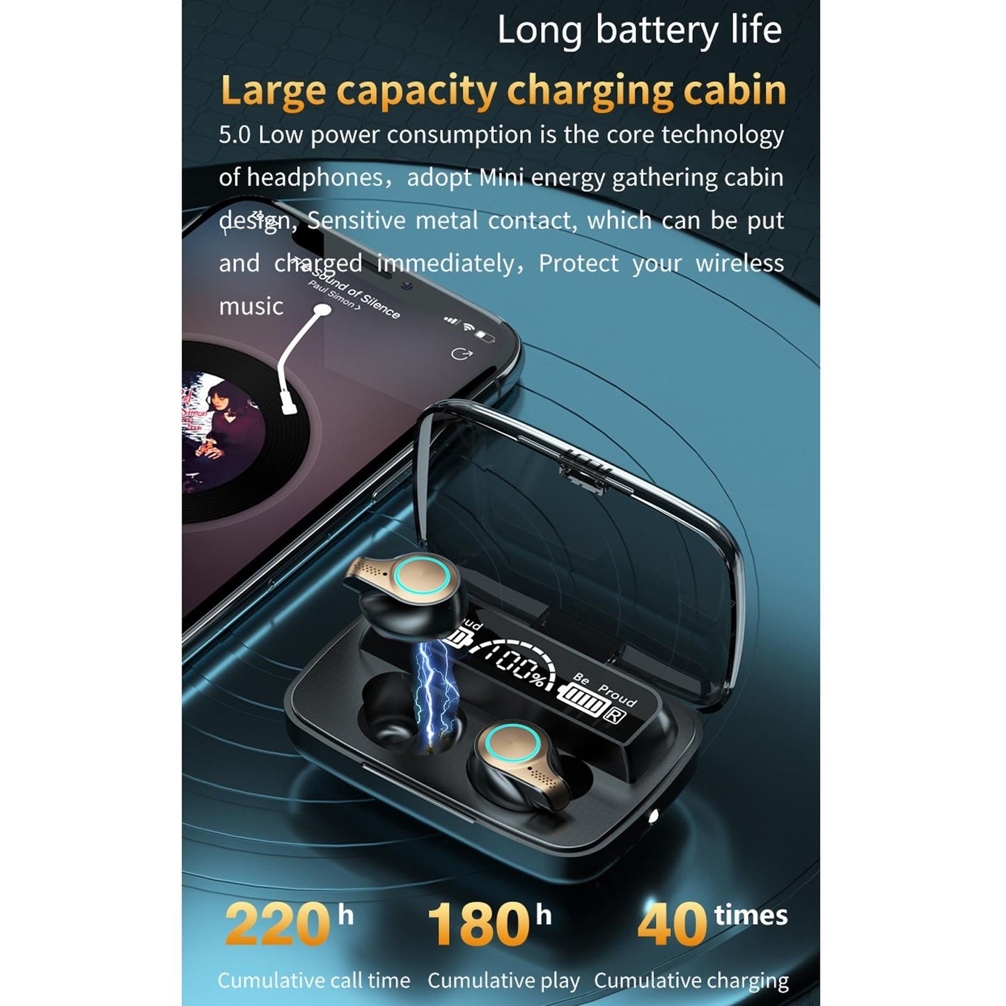 Waterproof Wireless Bluetooth 5.0 Earphones With Charging Box And Led Display-1915197074165600263