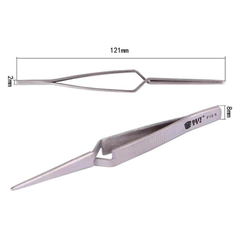 Stainless Steel Self-Closing Lab Tweezers - Straight-1915197576609665027