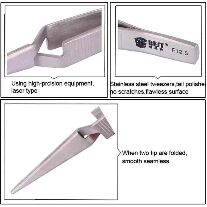 Stainless Steel Self-Closing Lab Tweezers - Straight-1915197576609665028