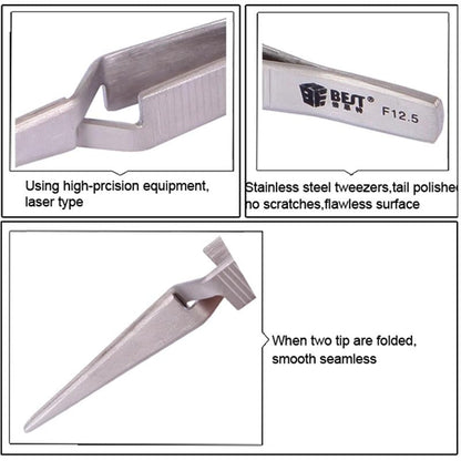 Stainless Steel Self-Closing Lab Tweezers - Straight-1915197576609665028
