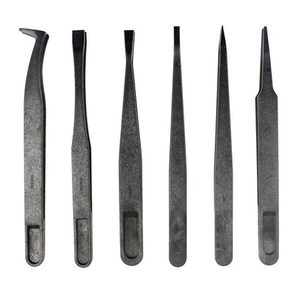 6-In-1 Anti-Static Carbon Fiber Tweezers - Straight & Curved Tips-1915196487067897857