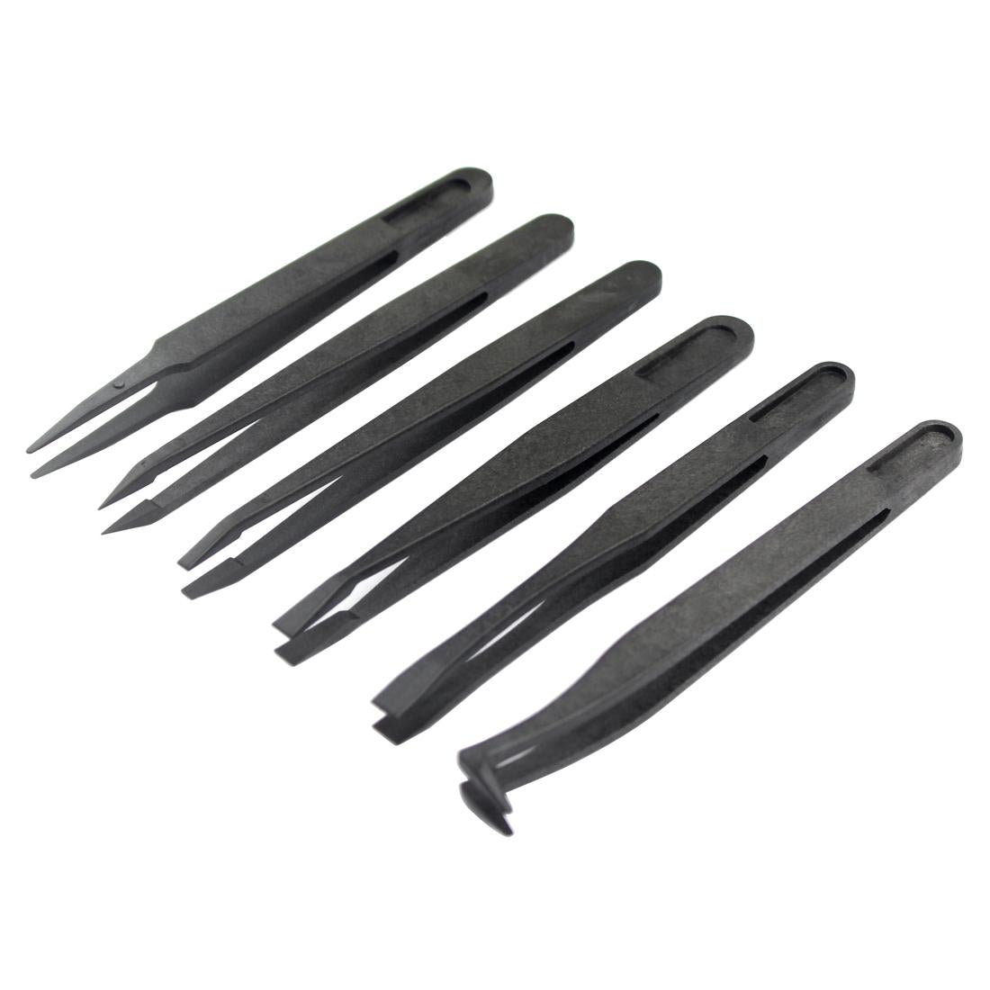 6-In-1 Anti-Static Carbon Fiber Tweezers - Straight & Curved Tips-1915196487067897858