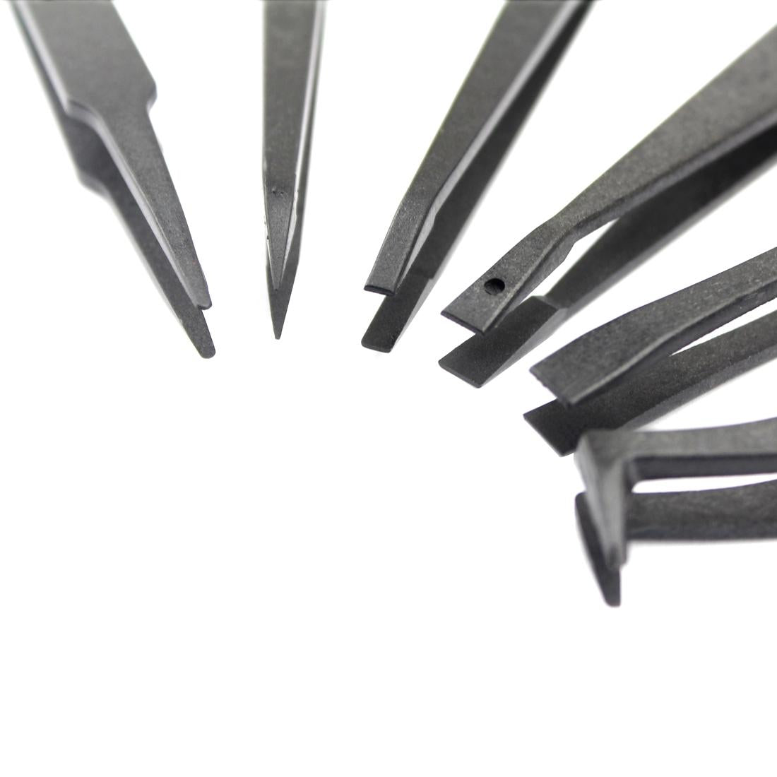 6-In-1 Anti-Static Carbon Fiber Tweezers - Straight & Curved Tips-1915196487067897859