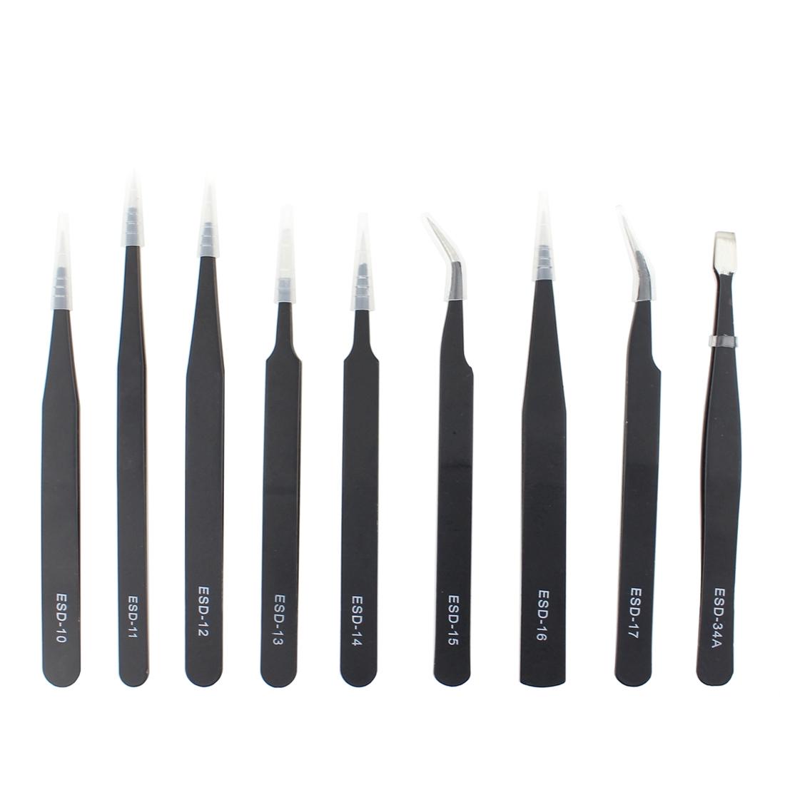 9-Piece Anti-Static Precision Tweezers Set With Bag-1915198056559677440