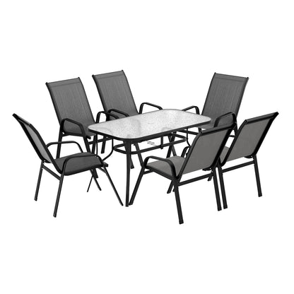 Gardeon 7PC Outdoor Dining Set Table and Chairs Patio Furniture Garden Bistro Set Grey