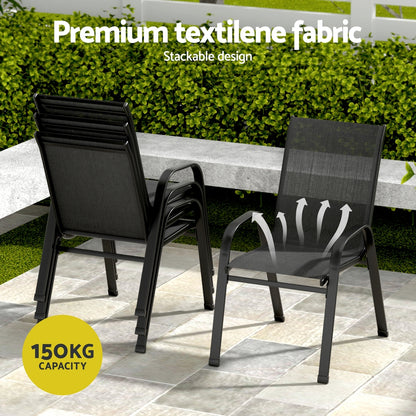 Gardeon 7PC Outdoor Dining Set Table and Chairs Patio Furniture Bistro Set Garden Black