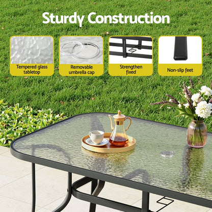 Gardeon 7PC Outdoor Dining Set Table and Chairs Patio Furniture Bistro Set Garden Black