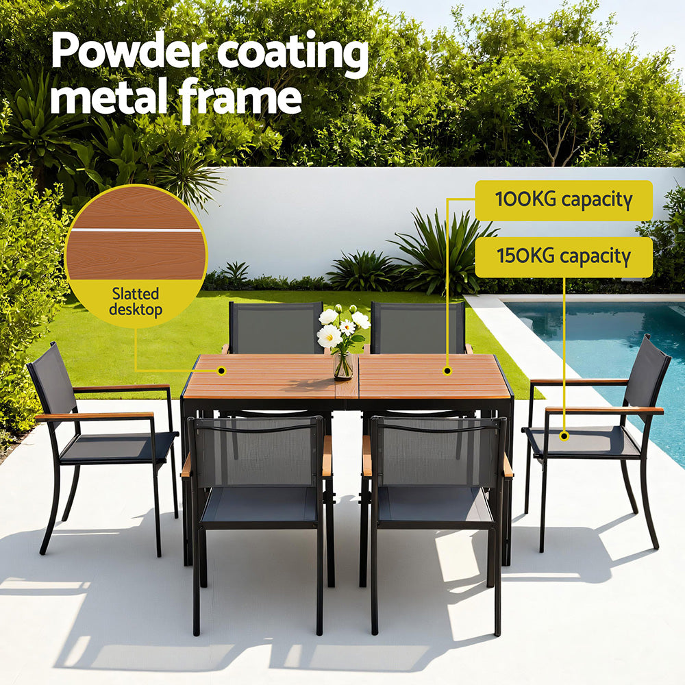 Gardeon 7PCS Outdoor Dining Set Table and Chairs Patio Garden Furniture Bistro Set