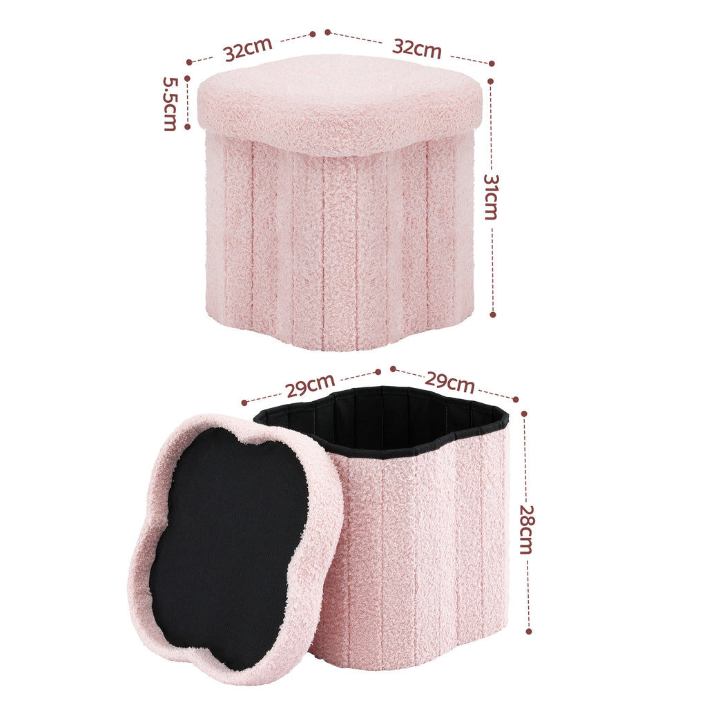 Storage Ottoman Foot Stool - Foldable Seat with Lid (Pink) - Bens Market Place