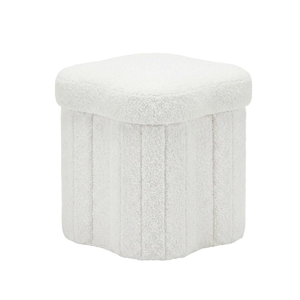 Storage Ottoman Foot Stool - Foldable Seat with Lid (White) - Bens Market Place