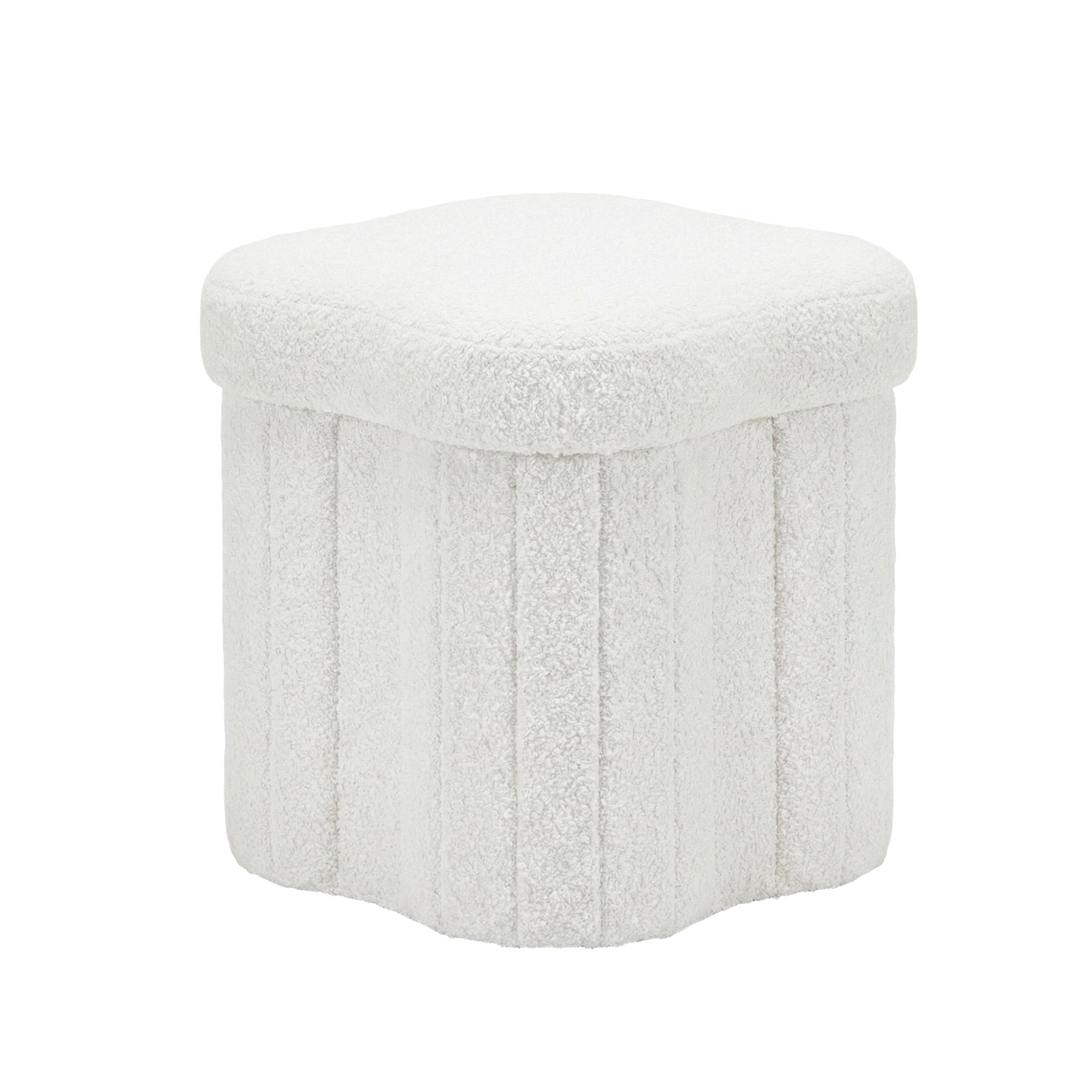 Storage Ottoman Foot Stool - Foldable Seat with Lid (White) - Bens Market Place