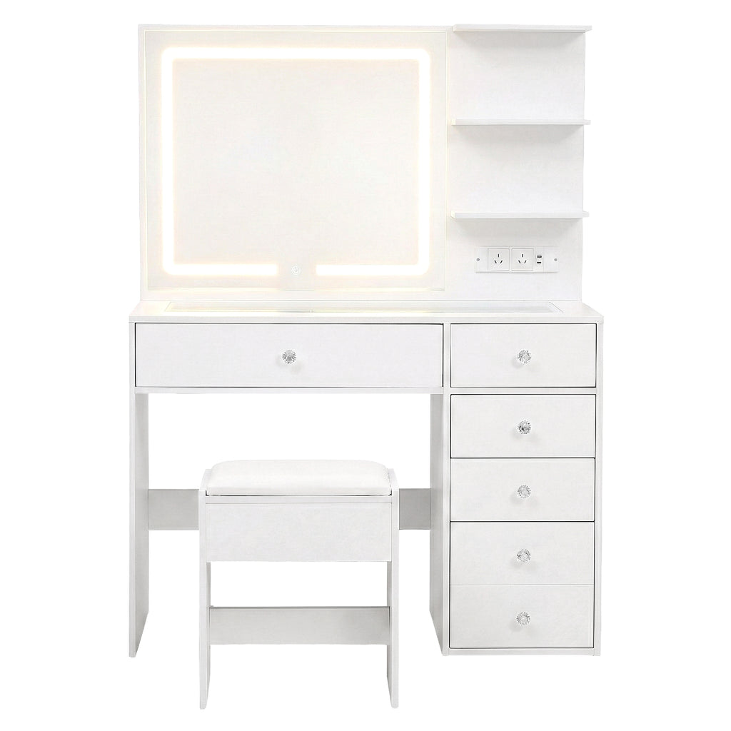 Artiss Dressing Table LED Vanity Desk Set Stool White