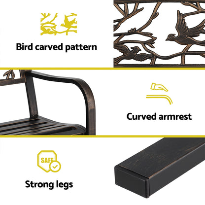 Gardeon Outdoor Bench Seat Garden Steel Outdoor Furniture 3 Seater Park Bronze