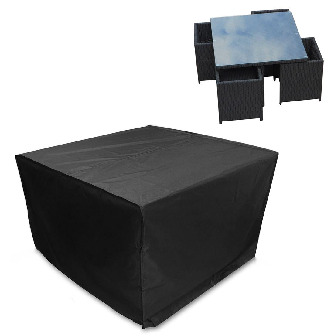 Outdoor Furniture Set Cover - Waterproof Anti-Uv Dust-Proof - 210D Oxford Cloth - 123X123X74Cm - Black-1964932360860471296