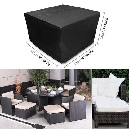 Outdoor Furniture Set Cover - Waterproof Anti-Uv Dust-Proof - 210D Oxford Cloth - 123X123X74Cm - Black-1964932360860471301