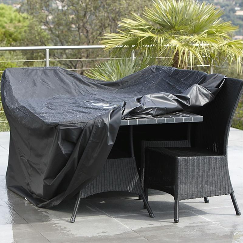 Outdoor Furniture Set Cover - Waterproof Anti-Uv Dust-Proof - 210D Oxford Cloth - 242X162X100Cm - Black-1964932283999850496