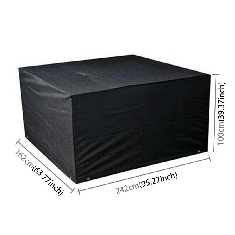 Outdoor Furniture Set Cover - Waterproof Anti-Uv Dust-Proof - 210D Oxford Cloth - 242X162X100Cm - Black-1964932283999850497