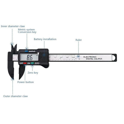 Digital Display Vernier Caliper - Plastic Fiber-1915197943892283393