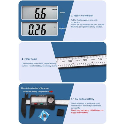 Digital Display Vernier Caliper - Plastic Fiber-1915197943892283397