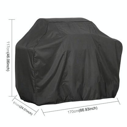 Waterproof Bbq Grill Cover - Anti-Uv Dust-Proof 210D Oxford Cloth - 170X61X117Cm - Black-1915196714554363905