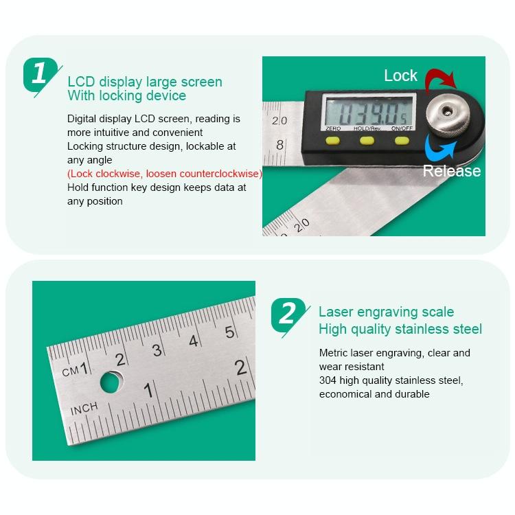 Digital Angle Finder Protractor Ruler - Lcd Display-1915197881225187331
