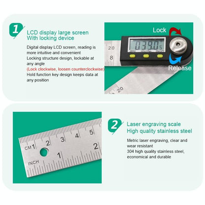 Digital Angle Finder Protractor Ruler - Lcd Display-1915197881225187331