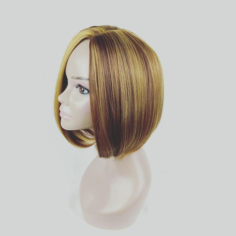 Women Gold Linen Bob Wig-1915196977558196226