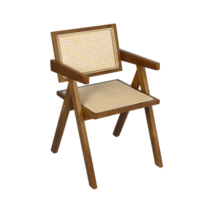 Levede 4x Walnut Wicker Armchair Dining Chair-1975420361268924424