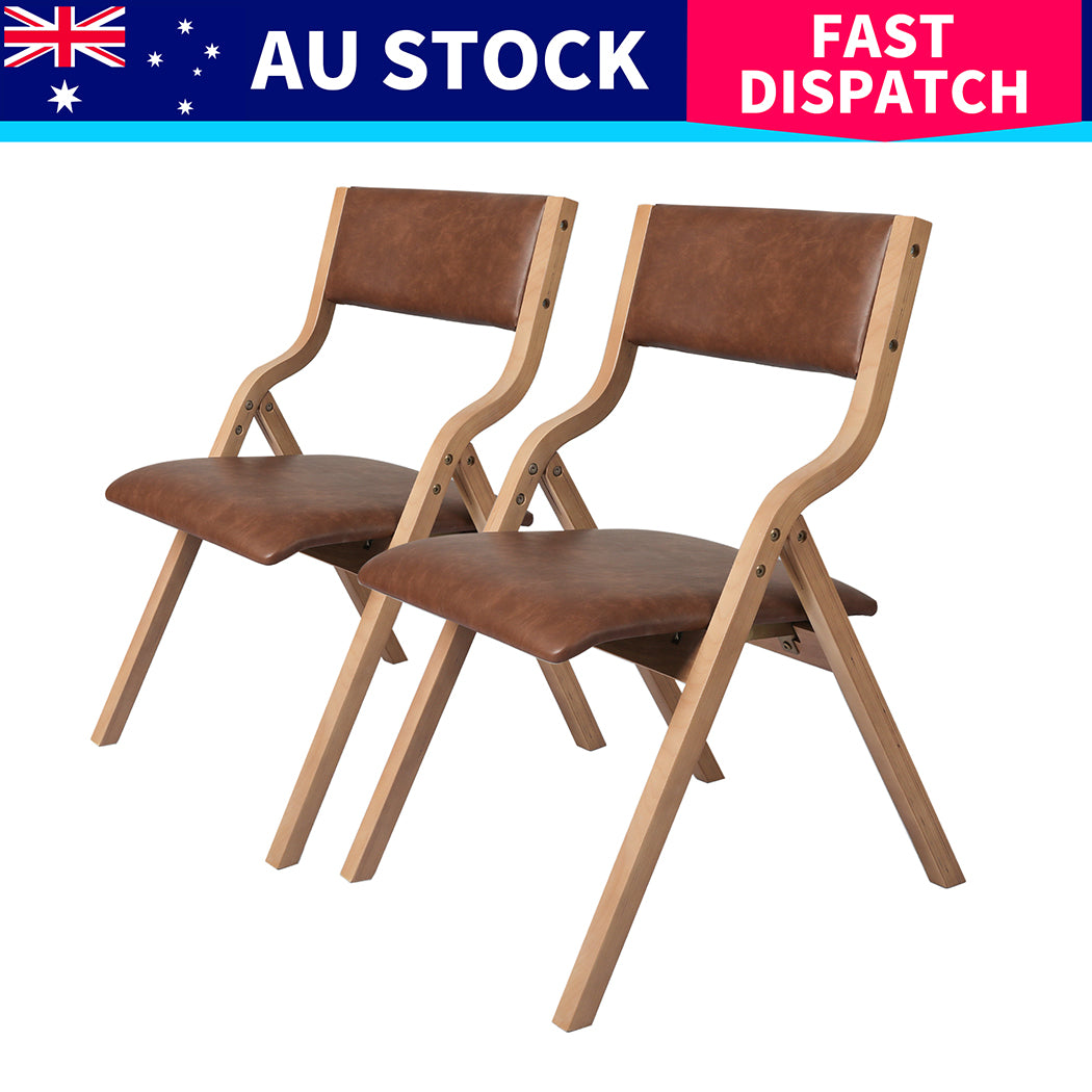 Levede 8x Dining Chairs Foldable PU Tan-1975420358932697096